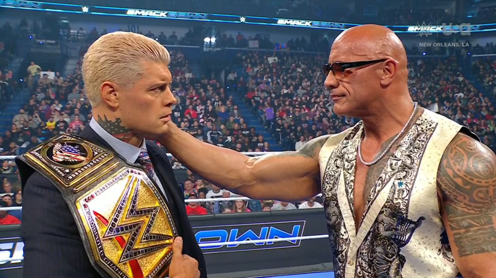 WWE SmackDown 21 de febrero de 2025 Cody Rhodes Campeón Indisputable WWE The Rock Dwayne Johnson