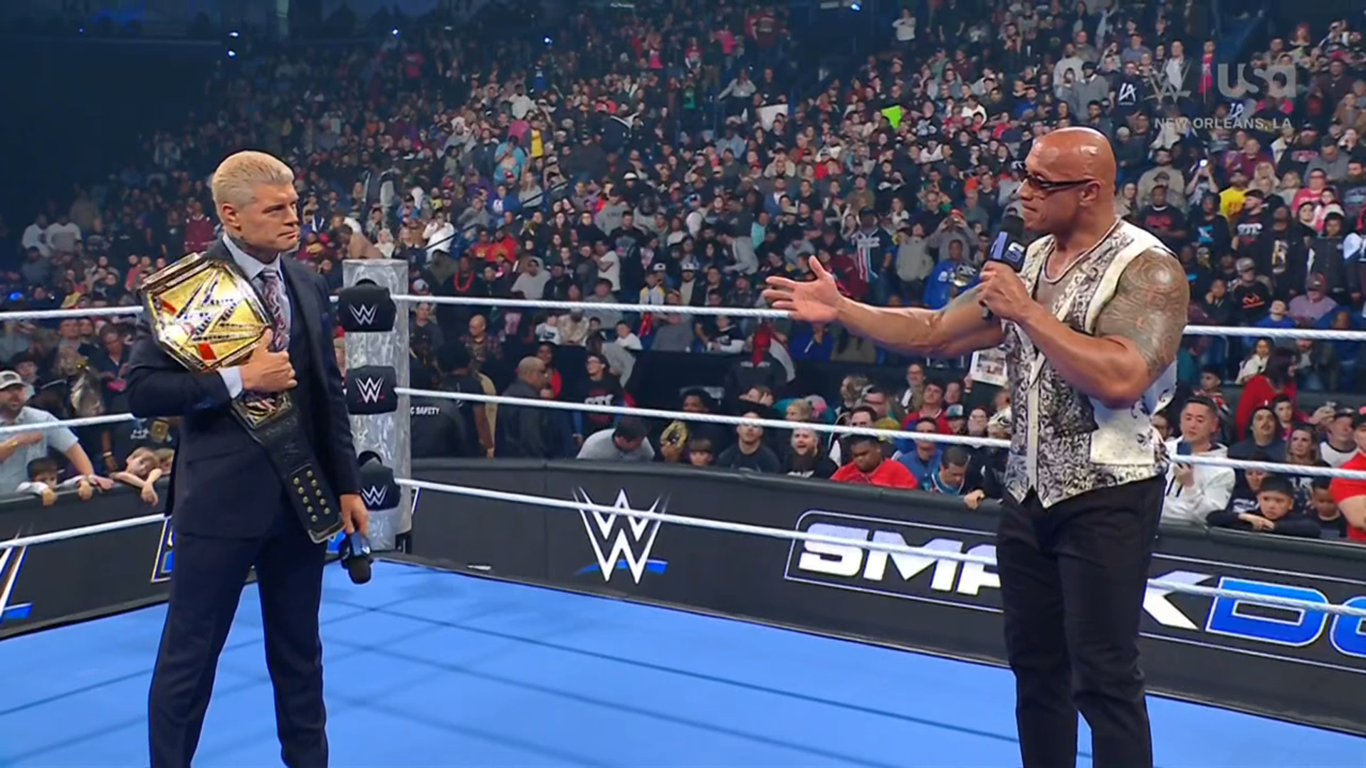 WWE SmackDown 21 de febrero de 2025 Cody Rhodes Campeón Indisputable WWE The Rock Dwayne Johnson