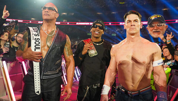 Dwayne Johnson The Rock, Travis Scott y John Cena en el evento premium WWE Elimination Chamber 2025 (01.03.2025) - WWE