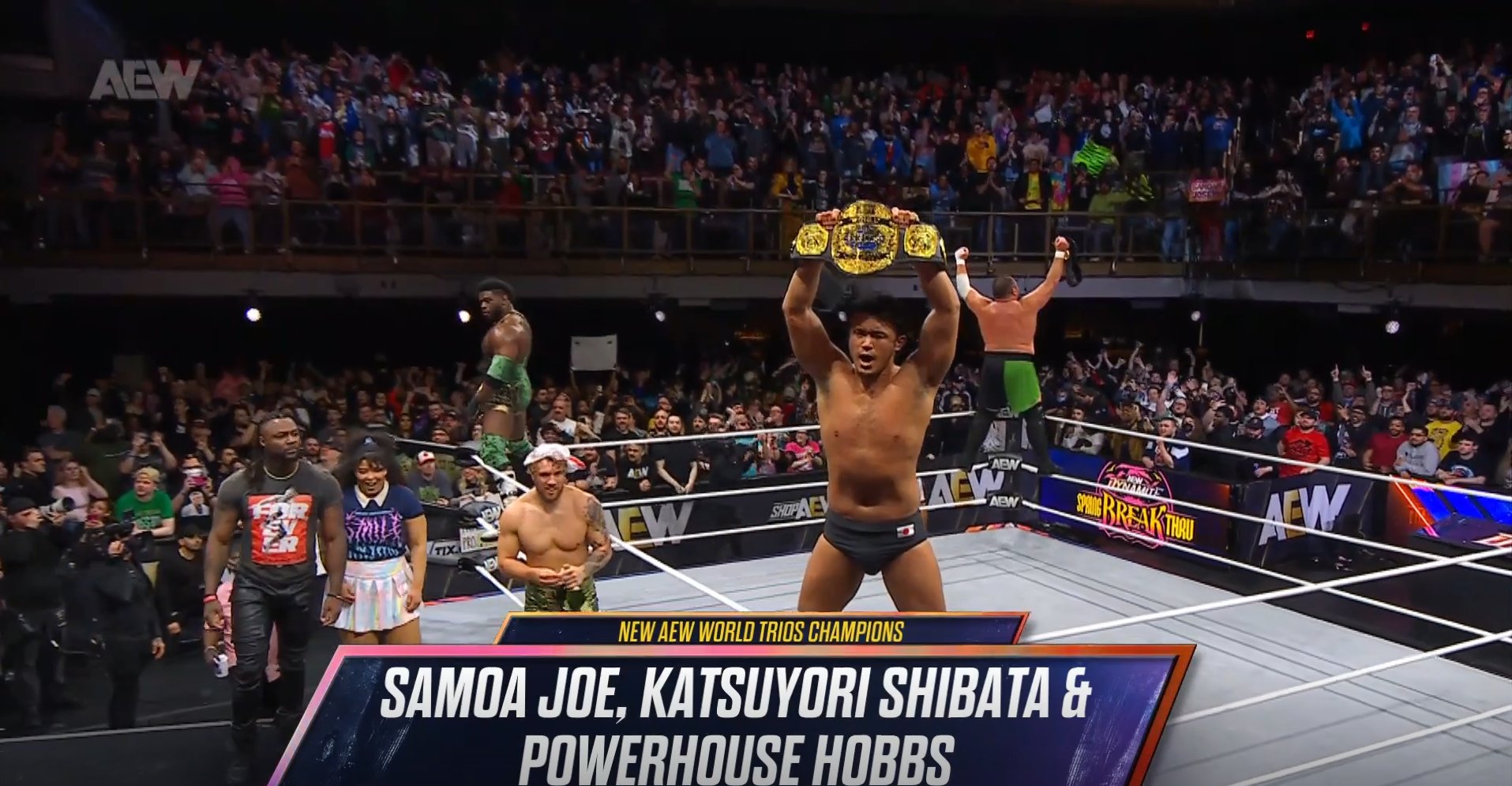 Samoa Joe, Katsuyori Shibata y Powerhouse Hobbs, nuevos Campeones de Tríos AEW en AEW Dynamite (16 de abril de 2025) - AEW