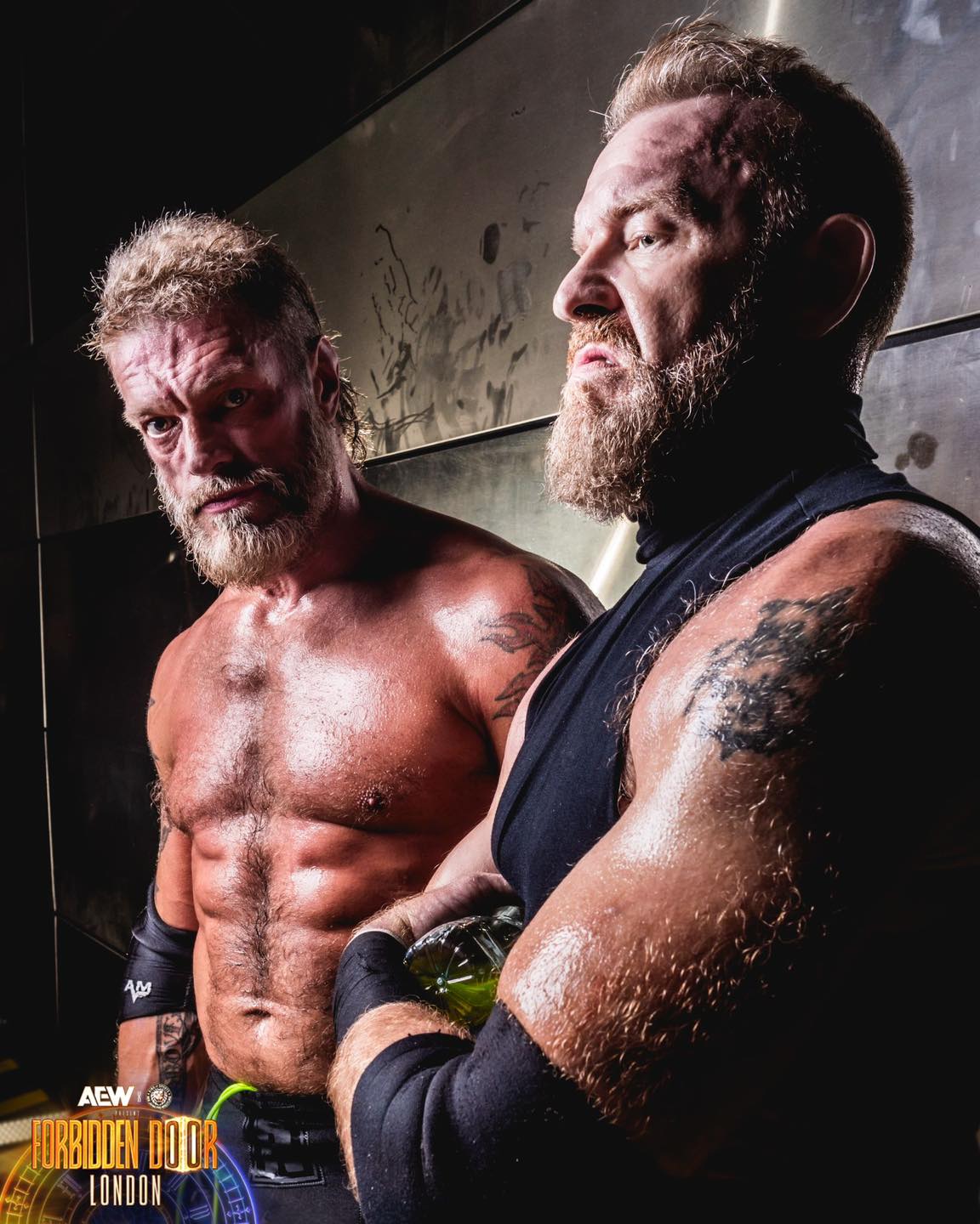 Adam Copeland (Edge) y Christian Cage AEWxNJPW Forbidden Door durante AEW Forbidden Door