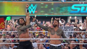 Roman Reigns y Jey Uso en WWE SummerSlam 2025 (02 de agosto de 2025) - WWE