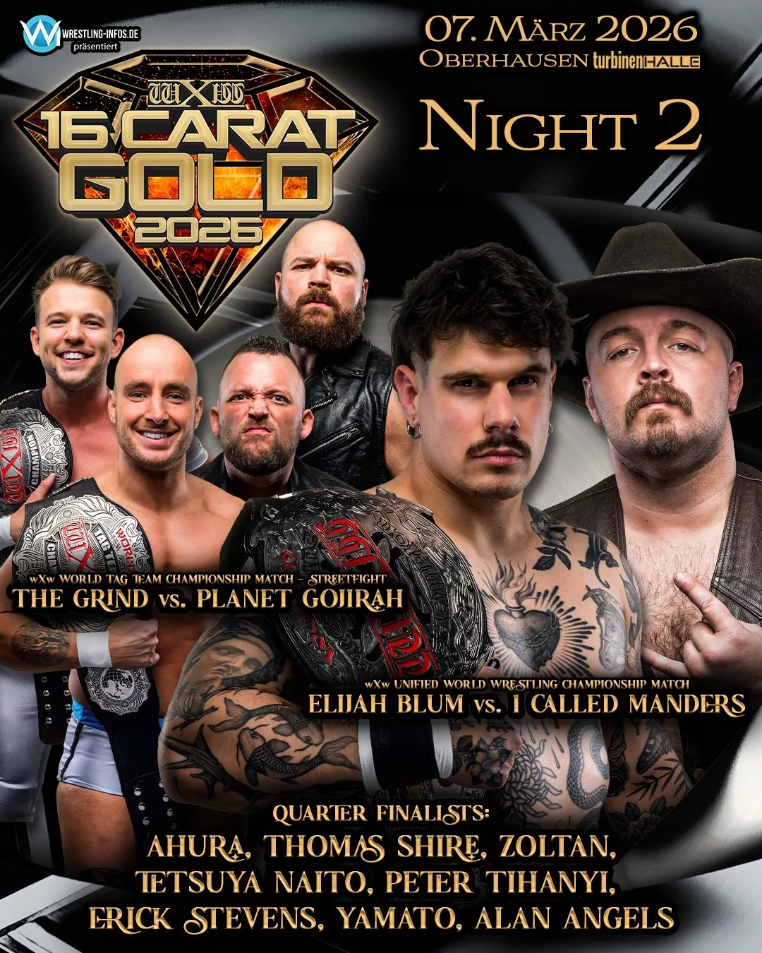 Resultados wXw 16 Carat Gold 2026 (segunda jornada)