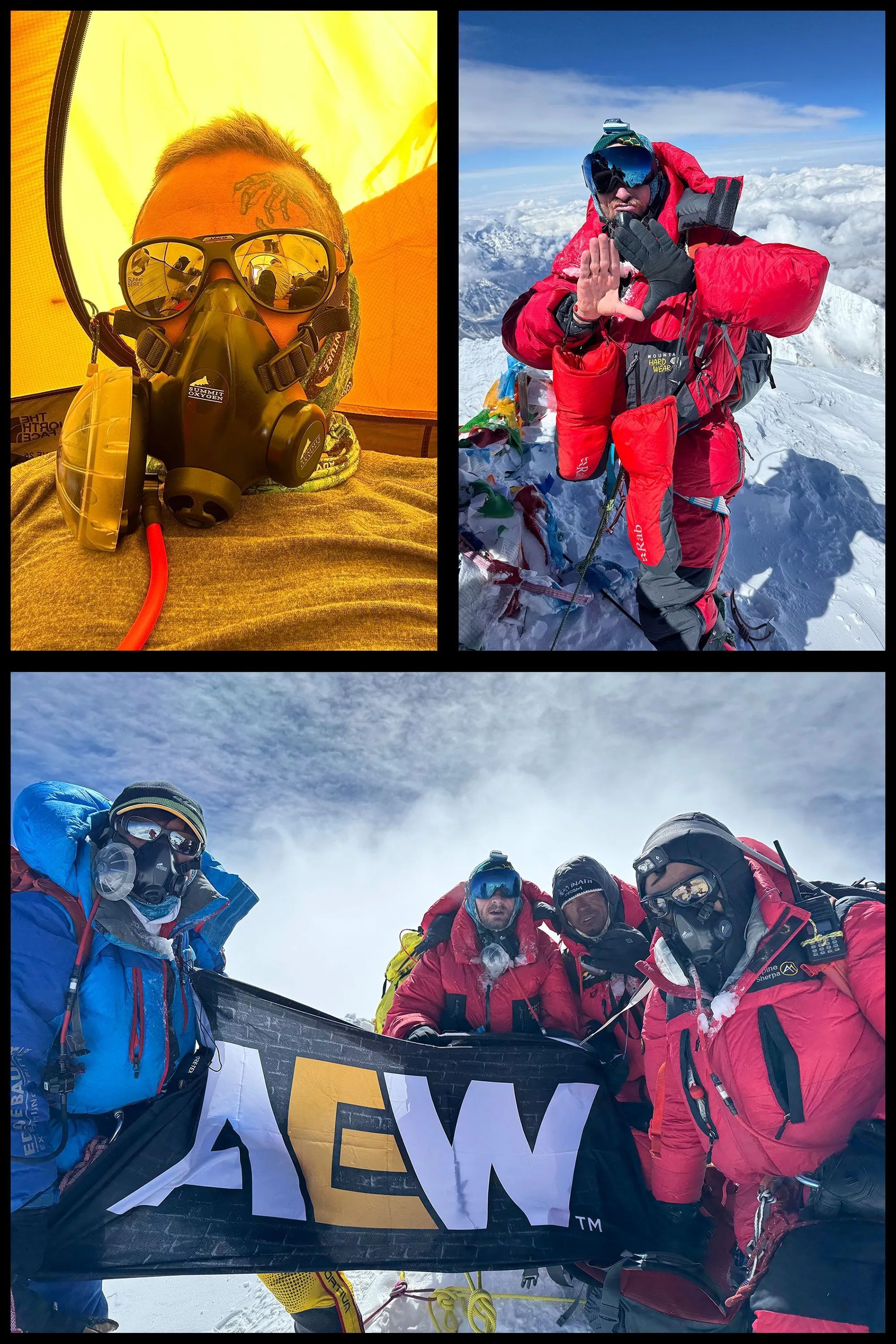 Darby Allin en el Monte Everest con una bandera con el logo de AEW