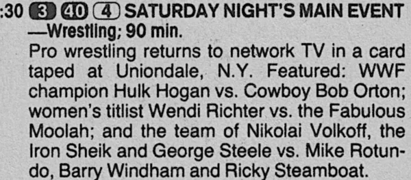 saturday night’s main event 1985 WWF