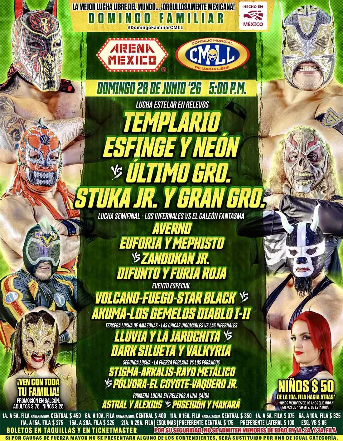 CMLL Arena Mexico 28 de junio 2026