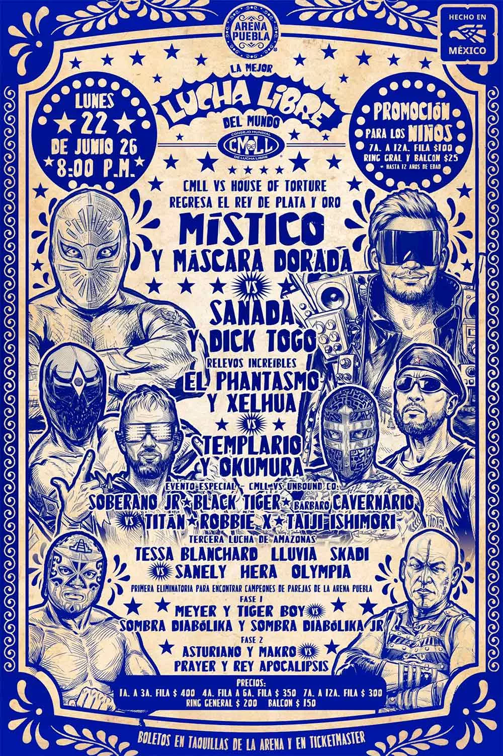 CMLL Arena Puebla 22 de junio 2026