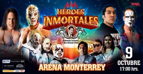 heroesinmortaleshorizonrota AAA Héroes Inmortales (Cobertura y resultados 9 de Octubre de 2011) - Mesias y Sting empatan y unen sus fuerzas contra Konnan, Jarrett y sus aliados, Wagner gana pero Octagón y La Parka lo traicionan, los perros pierden las cabelleras 2