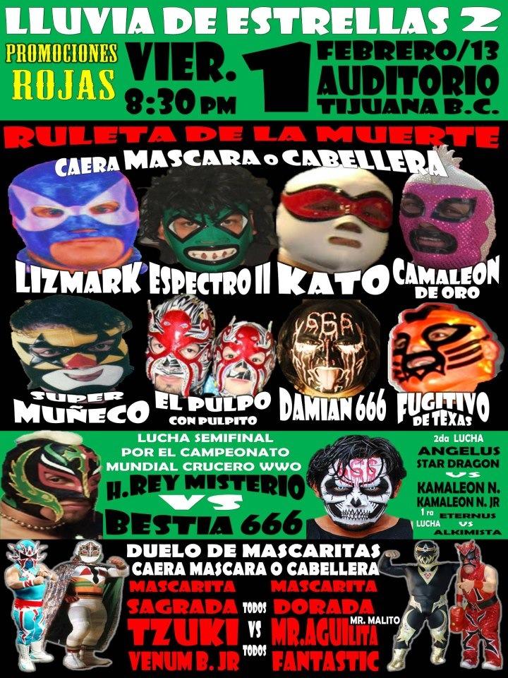 Ruleta de la Muerte, caerá una máscara o una cabellera: Lizmark presente / Auditorio de Tijuana – 1ro. de febrero de 2013