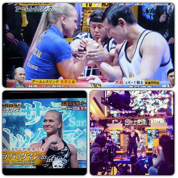Sarah Bäckman venciendo a hombres en torneos de "vencidas" (arm-wrestling) / avsarahbackman en Instagram