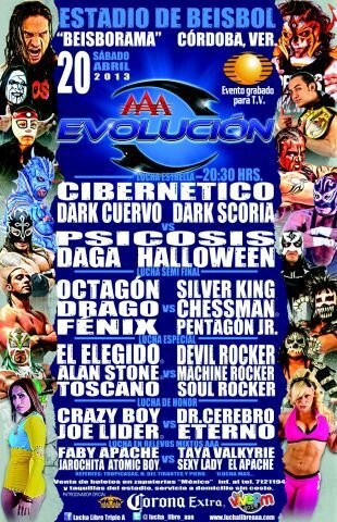AAA Evolución / Estadio de Béisbol “Beisborama” de Córdoba, Veracruz - 20 de abril de 2013 / Image by @Lucha_Libre_AAA en Twitter