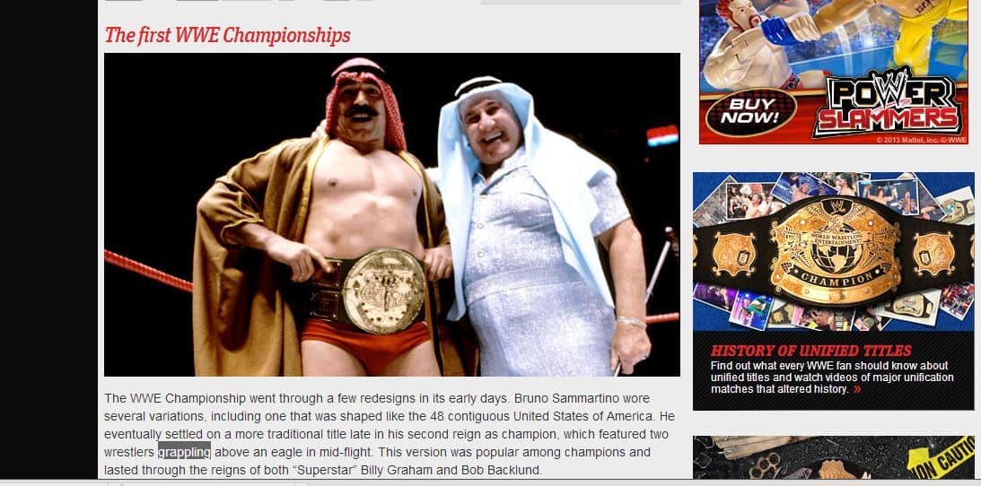 Campeonato de Cuero verde utilizado por The Iron Sheik|wwe.com