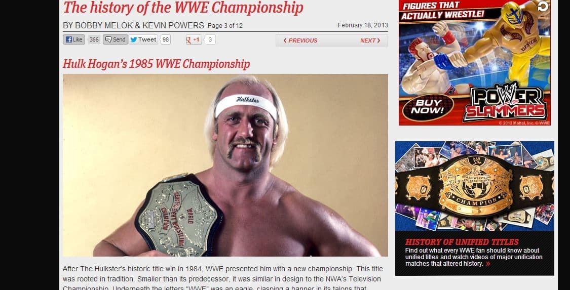 Campeonato de la WWE de Hulk Hogan de 1985, similar al NWA TV Title | wwe.com