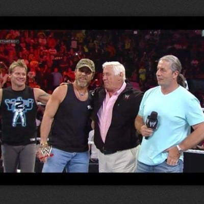 Jericho, Shawn Michaels, Pat Patterson y Bret Hart // Imagen por Instagram @chrisjerichofozzy