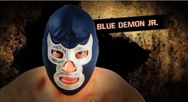 Blue Demon Jr. en el promocional de la Copa Antonio Peña 2013 en Héroes Inmortales VII / Captura de pantalla por Dement X-treMEX 187 - youtube.com