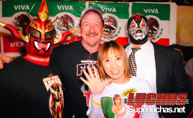 Terry Funk, Jushin «Thunder» Liger, Mil Máscaras y Fuka / Photo by Ángel Zúñiga